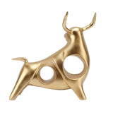 Golden Bull Sculpture Resin Hollow Lucky FengShui Bull Statue Crafts Figurine for Office Home Desktop Decorations - Close-Up Angle
