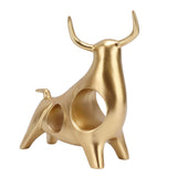 Golden Bull Sculpture Resin Hollow Lucky FengShui Bull Statue Crafts Figurine for Office Home Desktop Decorations - Low Angle