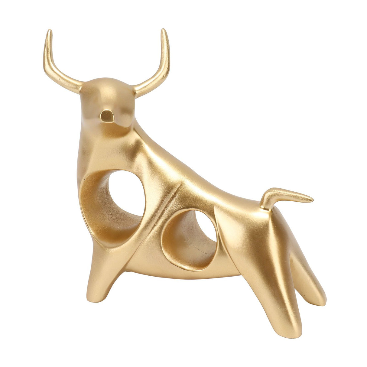 Golden Bull Sculpture Resin Hollow Lucky FengShui Bull Statue Crafts Figurine for Office Home Desktop Decorations
