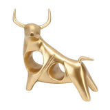 Golden Bull Sculpture Resin Hollow Lucky FengShui Bull Statue Crafts Figurine for Office Home Desktop Decorations - Extra Image