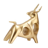 Golden Bull Sculpture Resin Hollow Lucky FengShui Bull Statue Crafts Figurine for Office Home Desktop Decorations - Extra Image