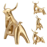 Golden Bull Sculpture Resin Hollow Lucky FengShui Bull Statue Crafts Figurine for Office Home Desktop Decorations