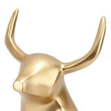 Golden Bull Sculpture Resin Hollow Lucky FengShui Bull Statue Crafts Figurine for Office Home Desktop Decorations - Extra Image