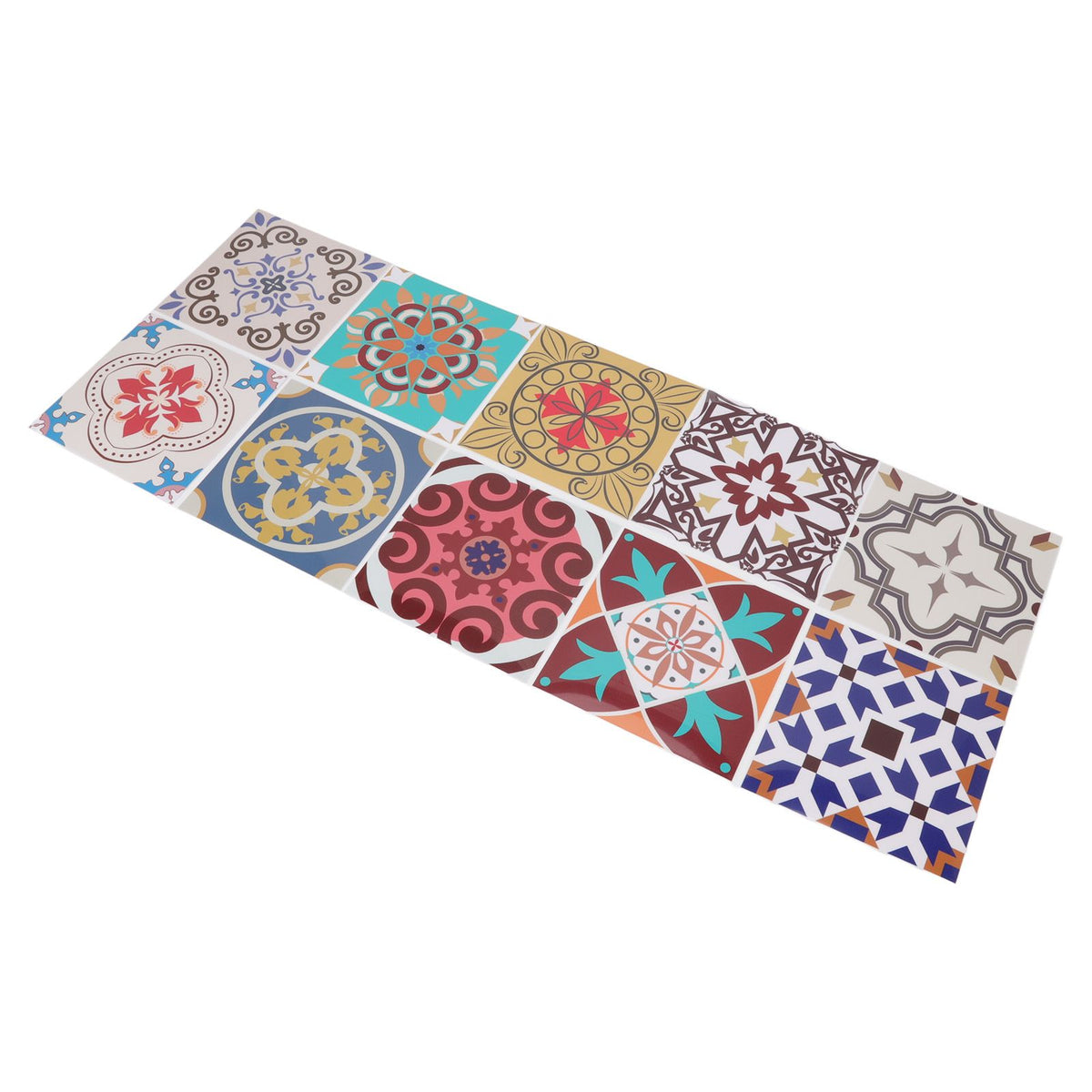 10Pcs Tile Sticker 5.9x5.9in Waterproof Anti Oil Moroccan Style Thick PVC Peel and Stick Tile for Wall Stairs Kitchen