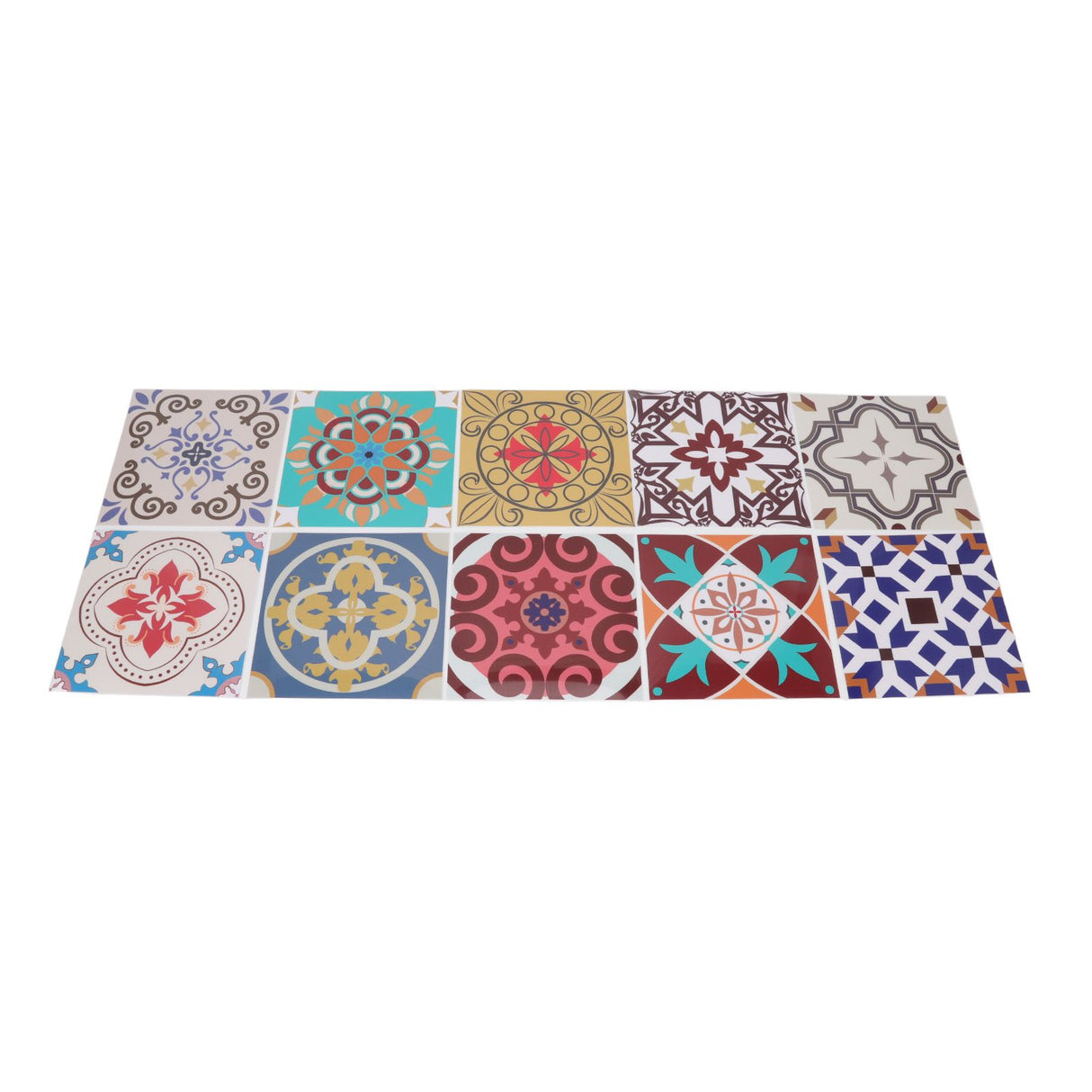 10Pcs Tile Sticker 5.9x5.9in Waterproof Anti Oil Moroccan Style Thick PVC Peel and Stick Tile for Wall Stairs Kitchen
