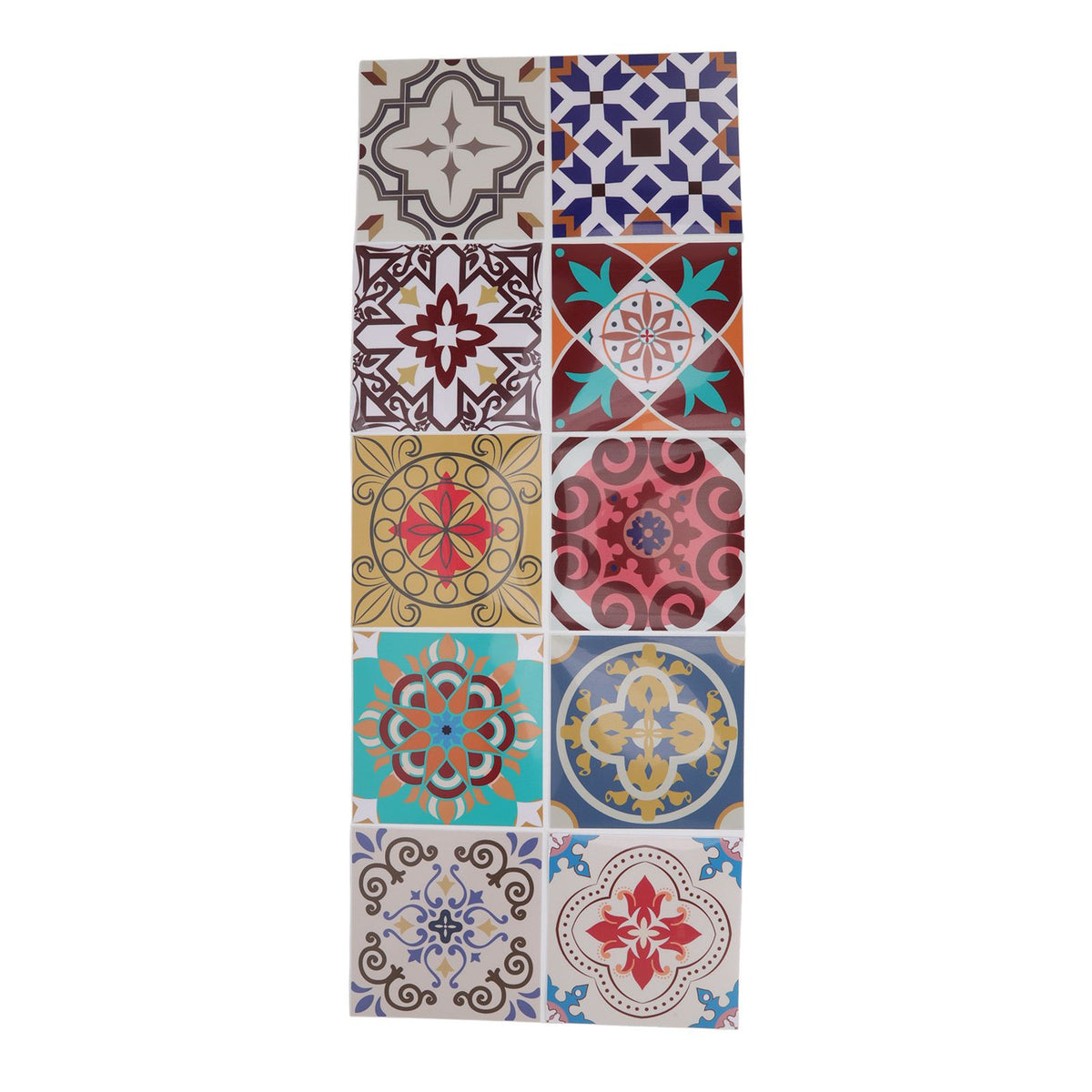 10Pcs Tile Sticker 5.9x5.9in Waterproof Anti Oil Moroccan Style Thick PVC Peel and Stick Tile for Wall Stairs Kitchen