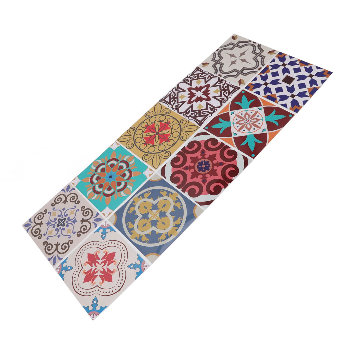 10Pcs Tile Sticker 5.9x5.9in Waterproof Anti Oil Moroccan Style Thick PVC Peel and Stick Tile for Wall Stairs Kitchen
