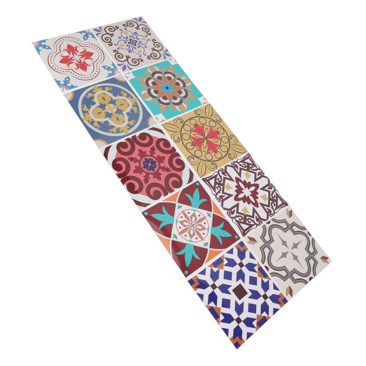 10Pcs Tile Sticker 5.9x5.9in Waterproof Anti Oil Moroccan Style Thick PVC Peel and Stick Tile for Wall Stairs Kitchen