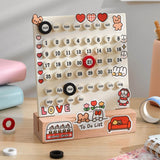 Desk Date Planner Integrated Molding Ring Table Calendar Ornaments for DIY Home Stationer Decoration Birch and ABS White - Rear View