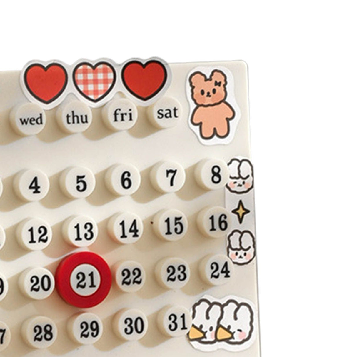 Desk Date Planner Integrated Molding Ring Table Calendar Ornaments for DIY Home Stationer Decoration Birch and ABS White