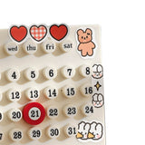 Desk Date Planner Integrated Molding Ring Table Calendar Ornaments for DIY Home Stationer Decoration Birch and ABS White - Low Angle