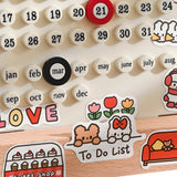Desk Date Planner Integrated Molding Ring Table Calendar Ornaments for DIY Home Stationer Decoration Birch and ABS White