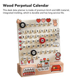 Desk Date Planner Integrated Molding Ring Table Calendar Ornaments for DIY Home Stationer Decoration Birch and ABS White