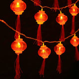 Red Chinese Lantern String Lights LED Light Beads Waterproof New Year Lantern with PVC Shell for Courtyards With Tassel 3meters/9.8ft 20 Lights