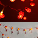 Red Chinese Lantern String Lights LED Light Beads Waterproof New Year Lantern with PVC Shell for Courtyards With Tassel 6meter/19.7ft 40 Light
