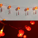 Red Chinese Lantern String Lights LED Light Beads Waterproof New Year Lantern with PVC Shell for Courtyards With Tassel 6meter/19.7ft 40 Light