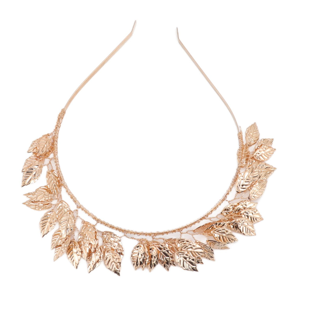 Baroque Metal Leaves Hair Hoop Hand Woven Bridal Headband Alloy Leaf Crown Hair Accessories