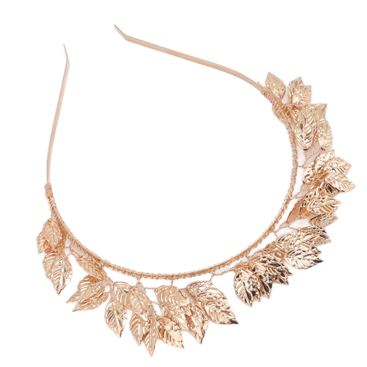 Baroque Metal Leaves Hair Hoop Hand Woven Bridal Headband Alloy Leaf Crown Hair Accessories