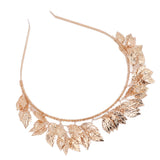 Baroque Metal Leaves Hair Hoop Hand Woven Bridal Headband Alloy Leaf Crown Hair Accessories - Side View