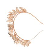 Baroque Metal Leaves Hair Hoop Hand Woven Bridal Headband Alloy Leaf Crown Hair Accessories - 45-Degree Angle