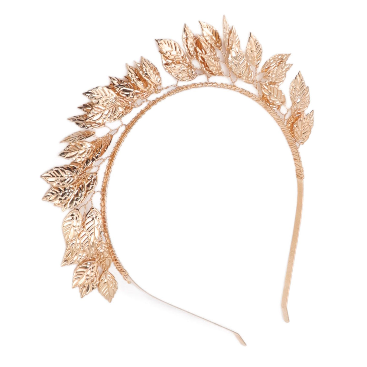 Baroque Metal Leaves Hair Hoop Hand Woven Bridal Headband Alloy Leaf Crown Hair Accessories