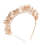 Baroque Metal Leaves Hair Hoop Hand Woven Bridal Headband Alloy Leaf Crown Hair Accessories