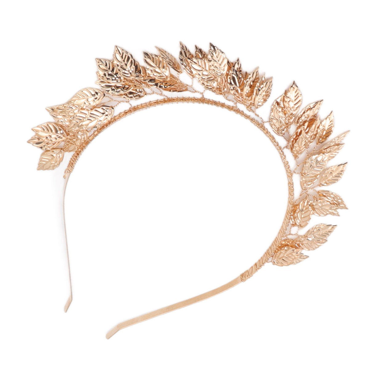 Baroque Metal Leaves Hair Hoop Hand Woven Bridal Headband Alloy Leaf Crown Hair Accessories