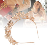 Baroque Metal Leaves Hair Hoop Hand Woven Bridal Headband Alloy Leaf Crown Hair Accessories
