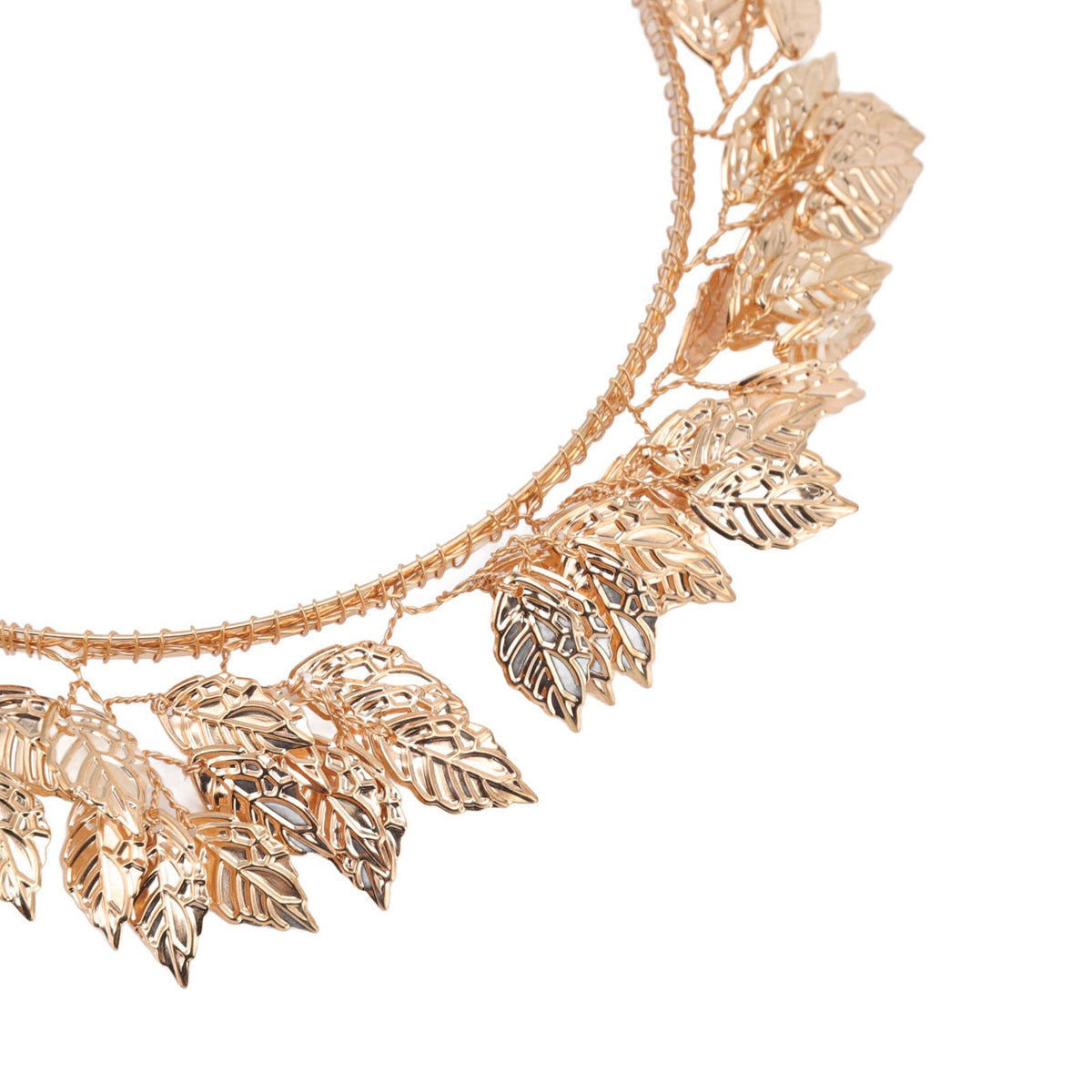 Baroque Metal Leaves Hair Hoop Hand Woven Bridal Headband Alloy Leaf Crown Hair Accessories