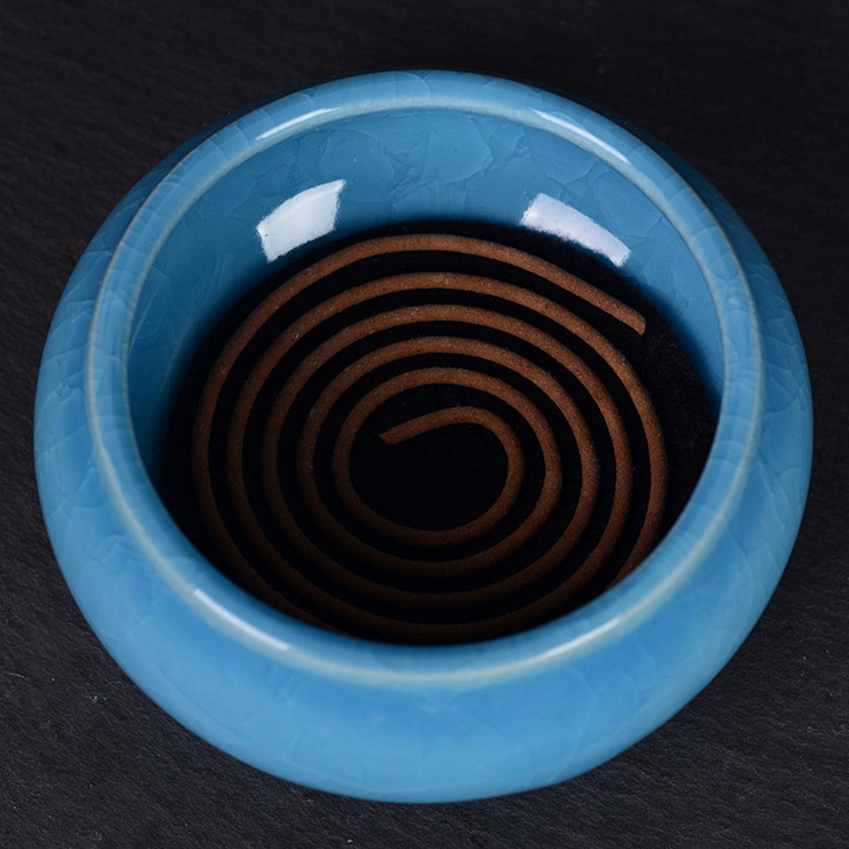 Sky Blue Ceramic Incense Burner Household Indoor Ice Cracked Incense Burner with Lid
