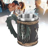Stainless Steel Mug Innovative Dragon Pirate Retro Style Large Capacity Beer Cup for Beer Coffee Drink Bronzer - Extra Image