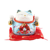 Lucky Cat Coin Bank 4.5in Exquisite Cute Bring Luck Good Wish Ceramic Fortune Cat Saving Pot Desk Decoration Blue - Extra Image