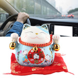 Lucky Cat Coin Bank 4.5in Exquisite Cute Bring Luck Good Wish Ceramic Fortune Cat Saving Pot Desk Decoration Blue - Extra Image