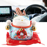 Lucky Cat Coin Bank 4.5in Exquisite Cute Bring Luck Good Wish Ceramic Fortune Cat Saving Pot Desk Decoration Blue