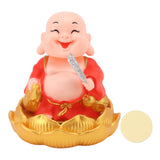 Solar Buddha Statue Solar Nodding Maitreya Car Ornament Decoration Shaking Head Toy for Wealth and Fortune Red Clothes