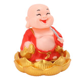 Solar Buddha Statue Solar Nodding Maitreya Car Ornament Decoration Shaking Head Toy for Wealth and Fortune Red Clothes - 45-Degree Angle