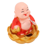 Solar Buddha Statue Solar Nodding Maitreya Car Ornament Decoration Shaking Head Toy for Wealth and Fortune Red Clothes