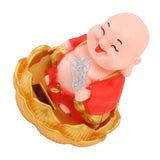 Solar Buddha Statue Solar Nodding Maitreya Car Ornament Decoration Shaking Head Toy for Wealth and Fortune Red Clothes - Close-Up Angle