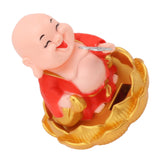 Solar Buddha Statue Solar Nodding Maitreya Car Ornament Decoration Shaking Head Toy for Wealth and Fortune Red Clothes