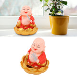 Solar Buddha Statue Solar Nodding Maitreya Car Ornament Decoration Shaking Head Toy for Wealth and Fortune Red Clothes