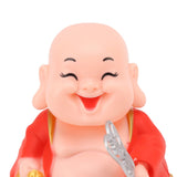 Solar Buddha Statue Solar Nodding Maitreya Car Ornament Decoration Shaking Head Toy for Wealth and Fortune Red Clothes