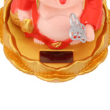 Solar Buddha Statue Solar Nodding Maitreya Car Ornament Decoration Shaking Head Toy for Wealth and Fortune Red Clothes - Extra Image
