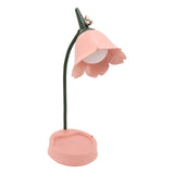 3W LED Touch Desk Lamp 3 Gear Dimmable Foldable Petal Shape Desktop Table Light USB 5V Pink - Front View