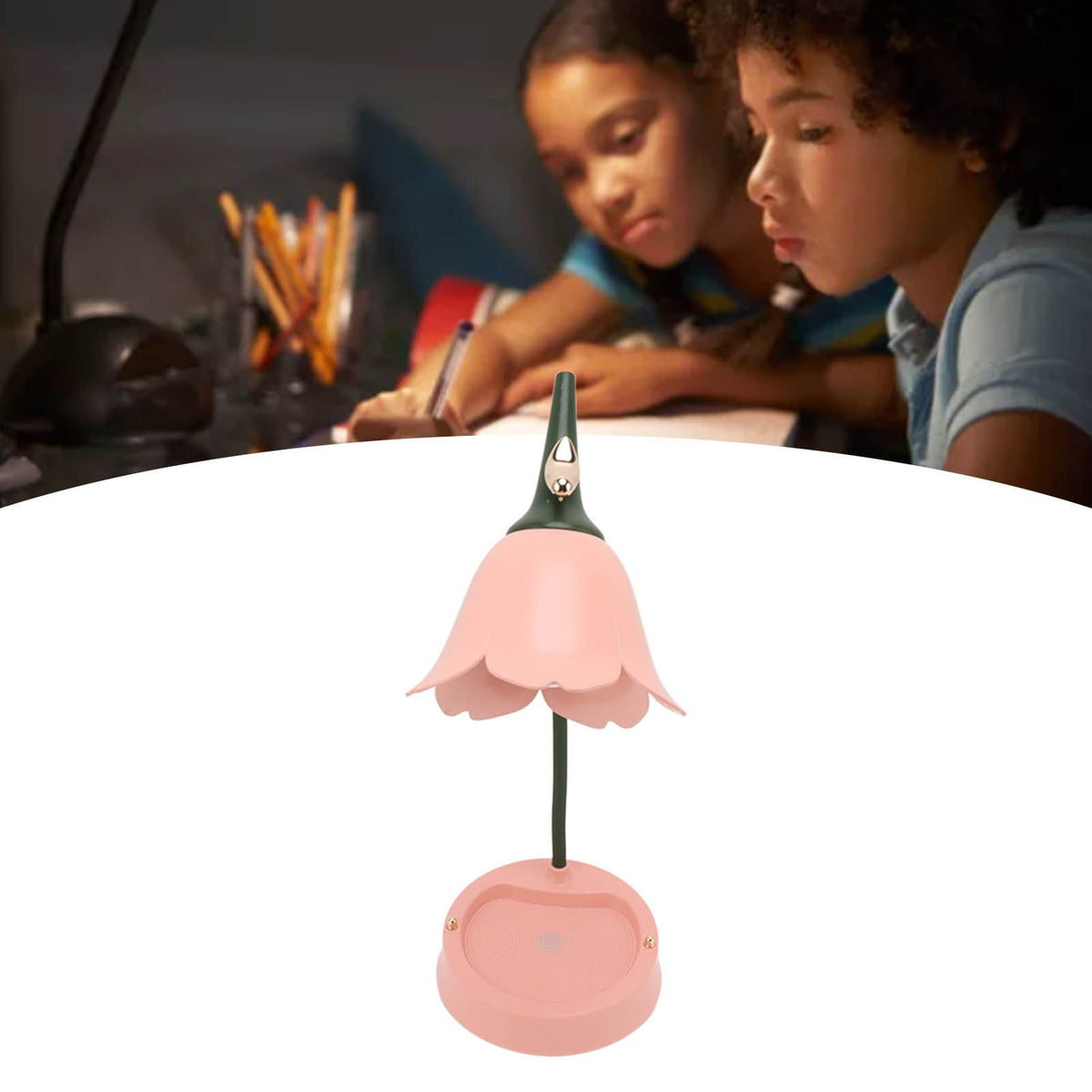 3W LED Touch Desk Lamp 3 Gear Dimmable Foldable Petal Shape Desktop Table Light USB 5V Pink