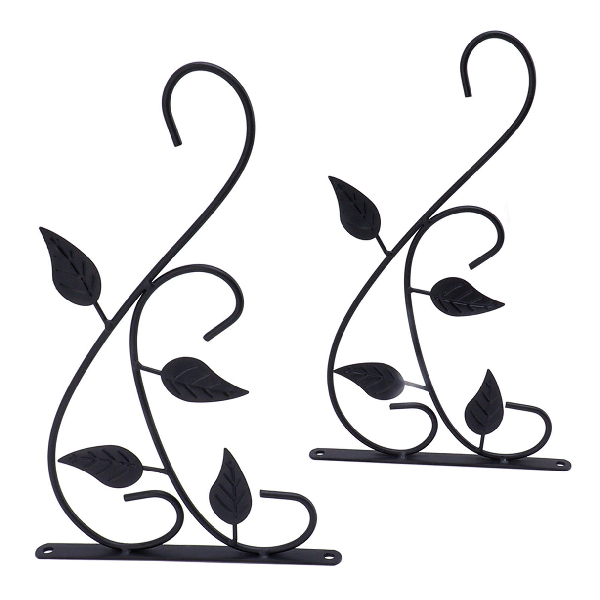 2pcs Hanging Plant Bracket Heavy Duty Rust Resistant Durable Iron Art Outdoor Planter Hanger Hooks Black