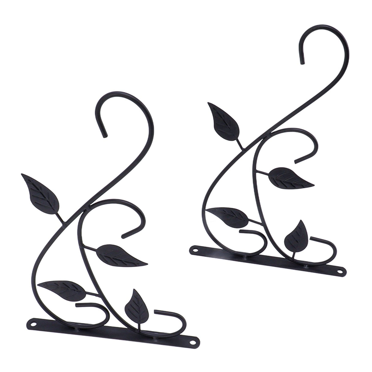 2pcs Hanging Plant Bracket Heavy Duty Rust Resistant Durable Iron Art Outdoor Planter Hanger Hooks Black