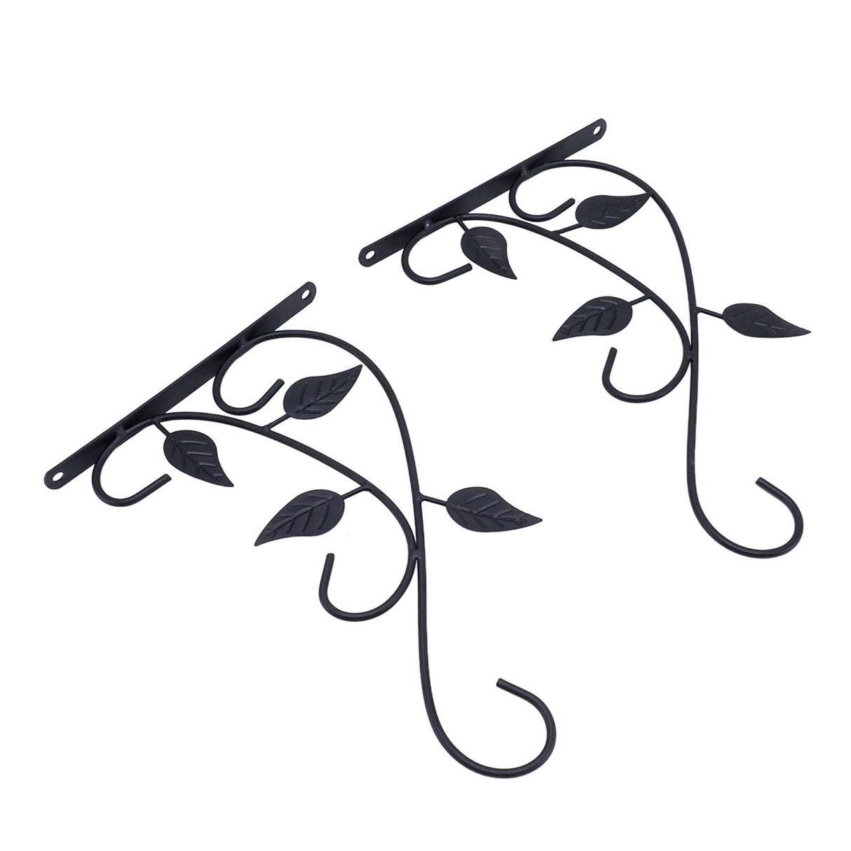 2pcs Hanging Plant Bracket Heavy Duty Rust Resistant Durable Iron Art Outdoor Planter Hanger Hooks Black