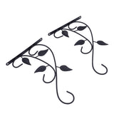 2pcs Hanging Plant Bracket Heavy Duty Rust Resistant Durable Iron Art Outdoor Planter Hanger Hooks Black