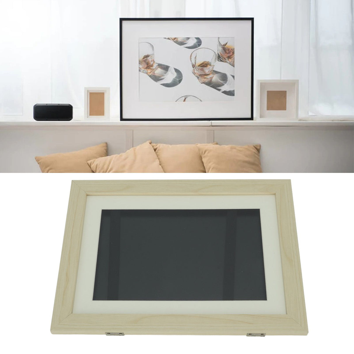 Kids Art Frame Composite Wood Front Opening Changeable Magnetic Picture Display for Crafts Drawing Wood