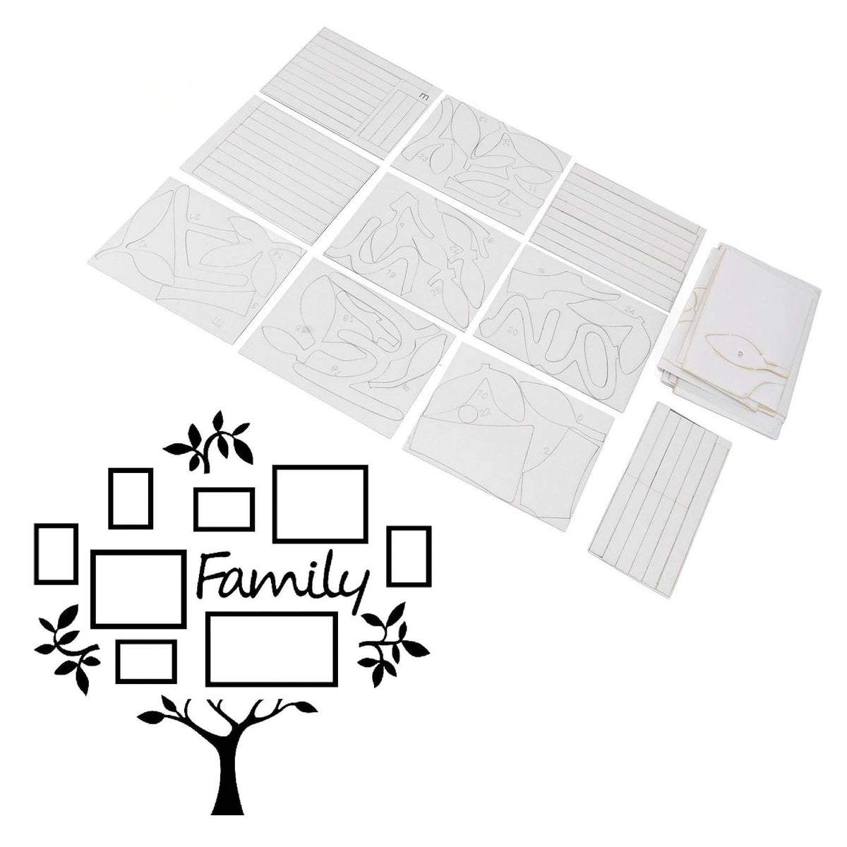 3D Tree Wall Stickers Family Tree Wall Decor Acrylic 3D DIY Mirror Stickers for Living Room Bedroom Sofa Office 117x119cm Black Medium